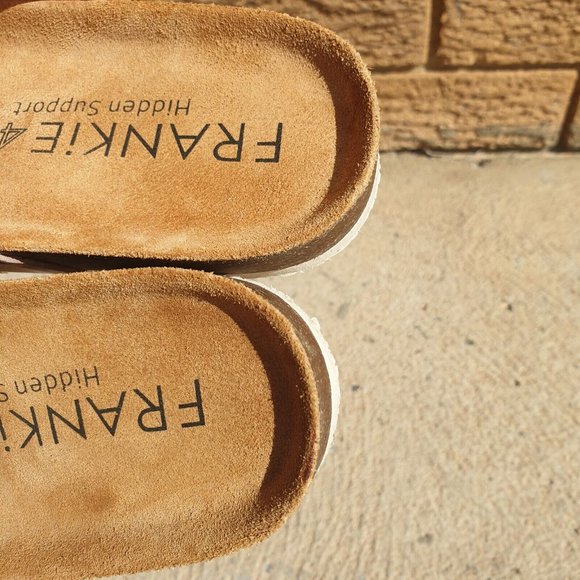 Frankie4 8 Maria Minimalist Comfy Slides Leather shiny Flats Shoes In Rose gold - Picture 5 of 13